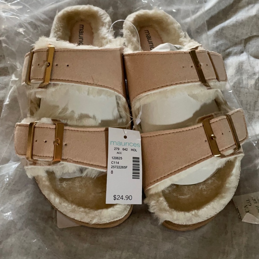NWT faux fur slip on